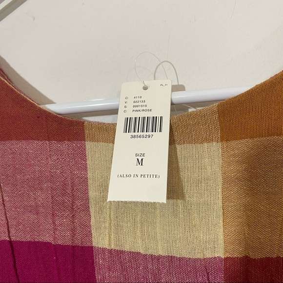 NWT Anthropologie Isabella Sinclair Posey Plaid Top Pink Rose Medium - Picture 6 of 8